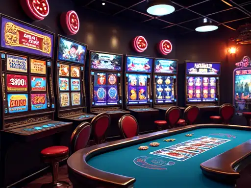 Colorful online casino game lobby tiles in browser style layout